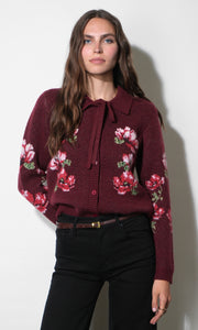 Viviana Floral Motif Cardigan G2610WJ6234_MAROON