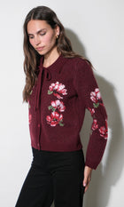 Viviana Floral Motif Cardigan G2610WJ6234_MAROON