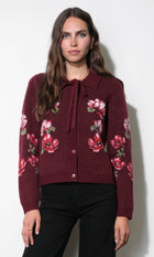 Viviana Floral Motif Cardigan G2610WJ6234_MAROON