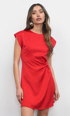 Watson Dolman Sleeve Satin Side Twist Mini Dress G259D6442