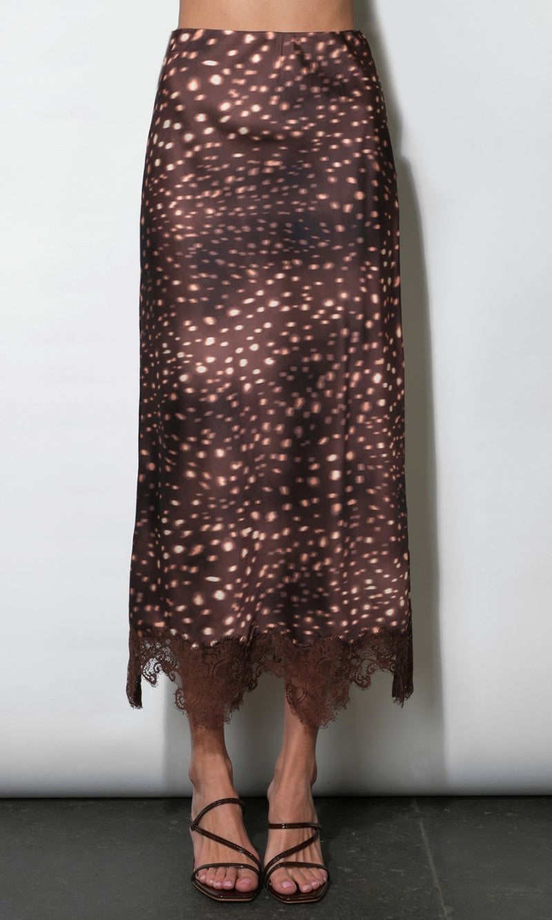 Winona Lace Hem Midi Skirt G2610S9510_BROWN MULTI
