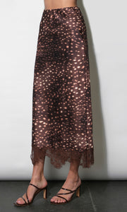 Winona Lace Hem Midi Skirt G2610S9510_BROWN MULTI