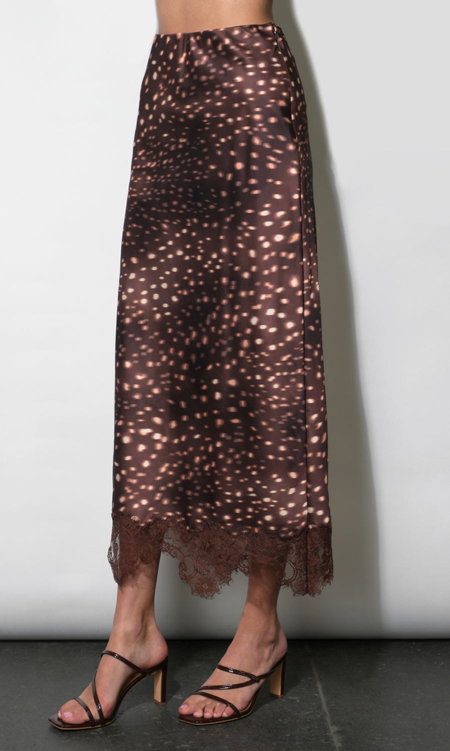Winona Lace Hem Midi Skirt G2610S9510_BROWN MULTI