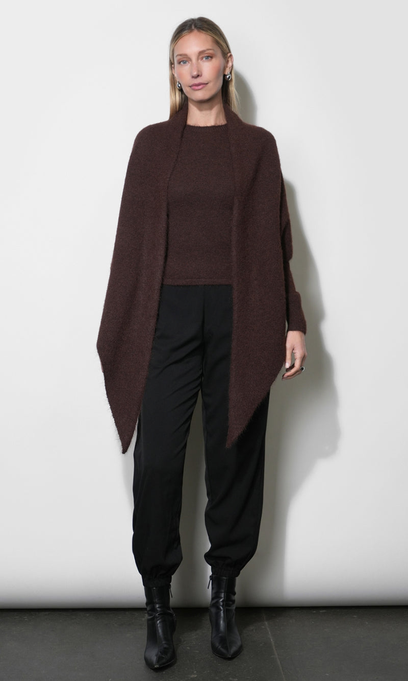 Yumi Sweater Brown Top 2-pc Detachable Shawl Set G269WT6214_BROWN