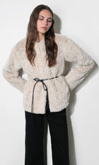 Yuri Collarless Faux Fur Jacket  G2510J1844_CREAM