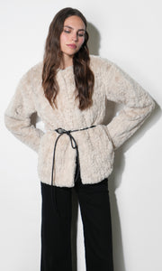 Yuri Collarless Faux Fur Jacket  G2510J1844_CREAM