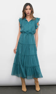 Yvonne Textured Flutter Sleeve Tiered
Midi Dress G257D6460