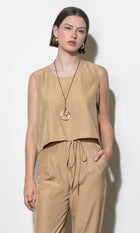 Zoey Side Button Scoop Neck Top G263T7457
