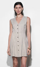 Zora Canvas Stripe Button Drown Mini Dress G265D6900