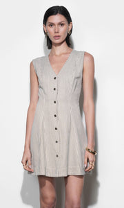 Zora Canvas Stripe Button Drown Mini Dress G265D6900