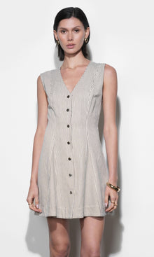 Zora Canvas Stripe Button Drown Mini Dress G265D6900