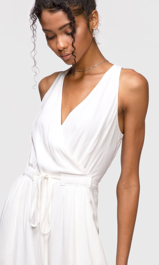 women's white sleeveless jumpsuit