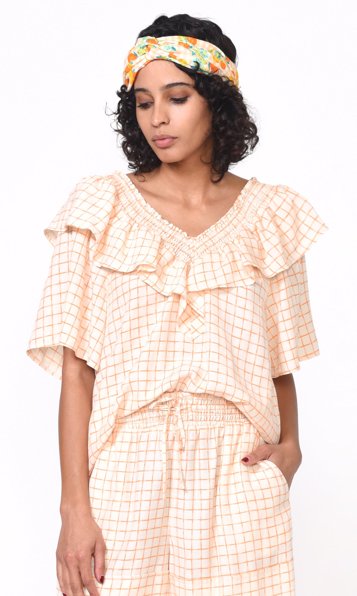 Belina Check Ruffled Top