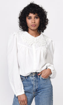 Ellias Embroidered Collar Poplin Blouse G111T6489