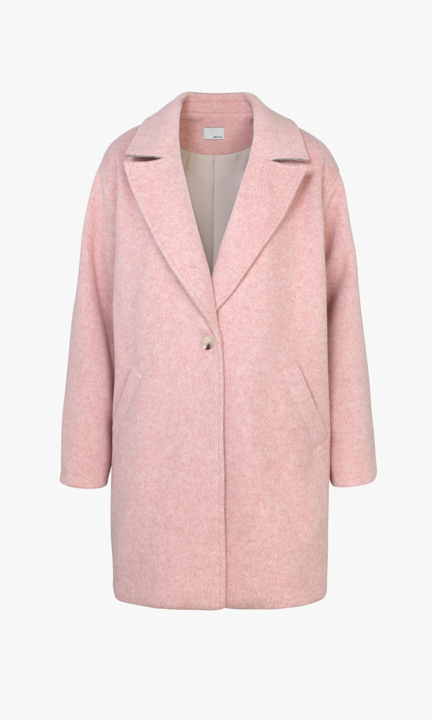 Pink structured jacket with wide lapel collar
