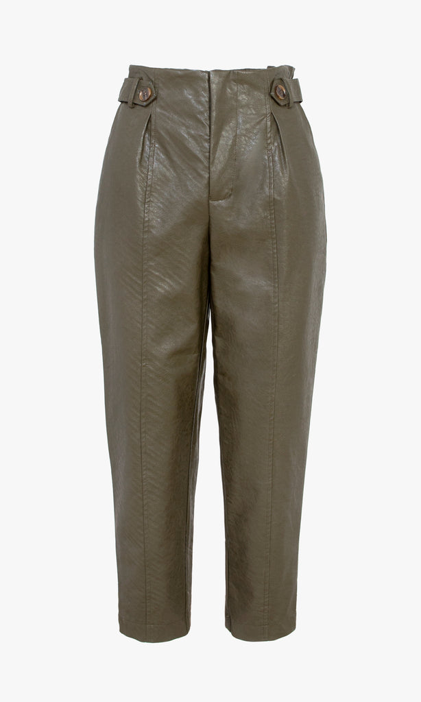 Green vegan leather vintage inspired pants