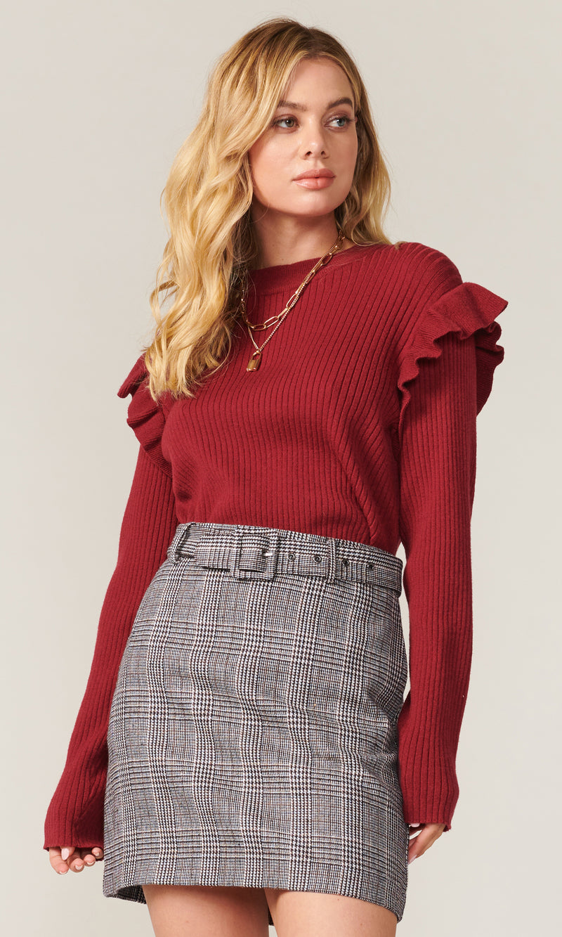 Charles Plaid Belted Mini Skirt