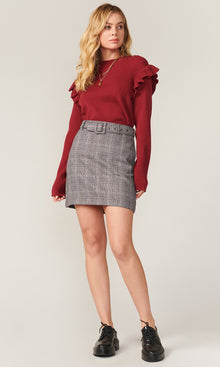 Charles Plaid Belted Mini Skirt