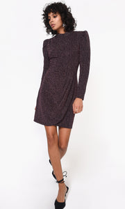 Jackie Metallic Knit Mock Neck Dress
