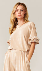 Barlow Metallic Rib Velvet Top