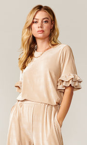 Barlow Metallic Rib Velvet Top