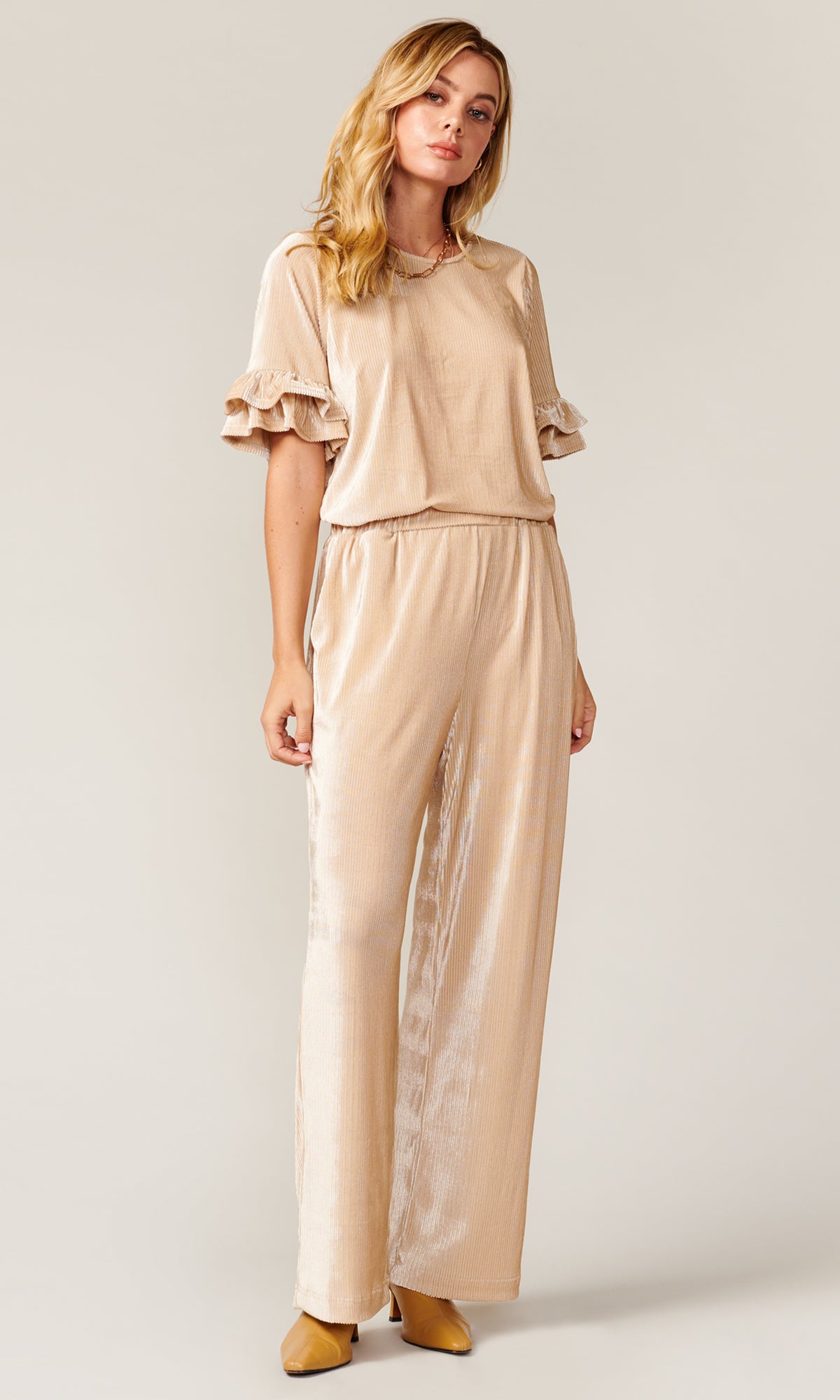 Barlow Metallic Rib Velvet Top