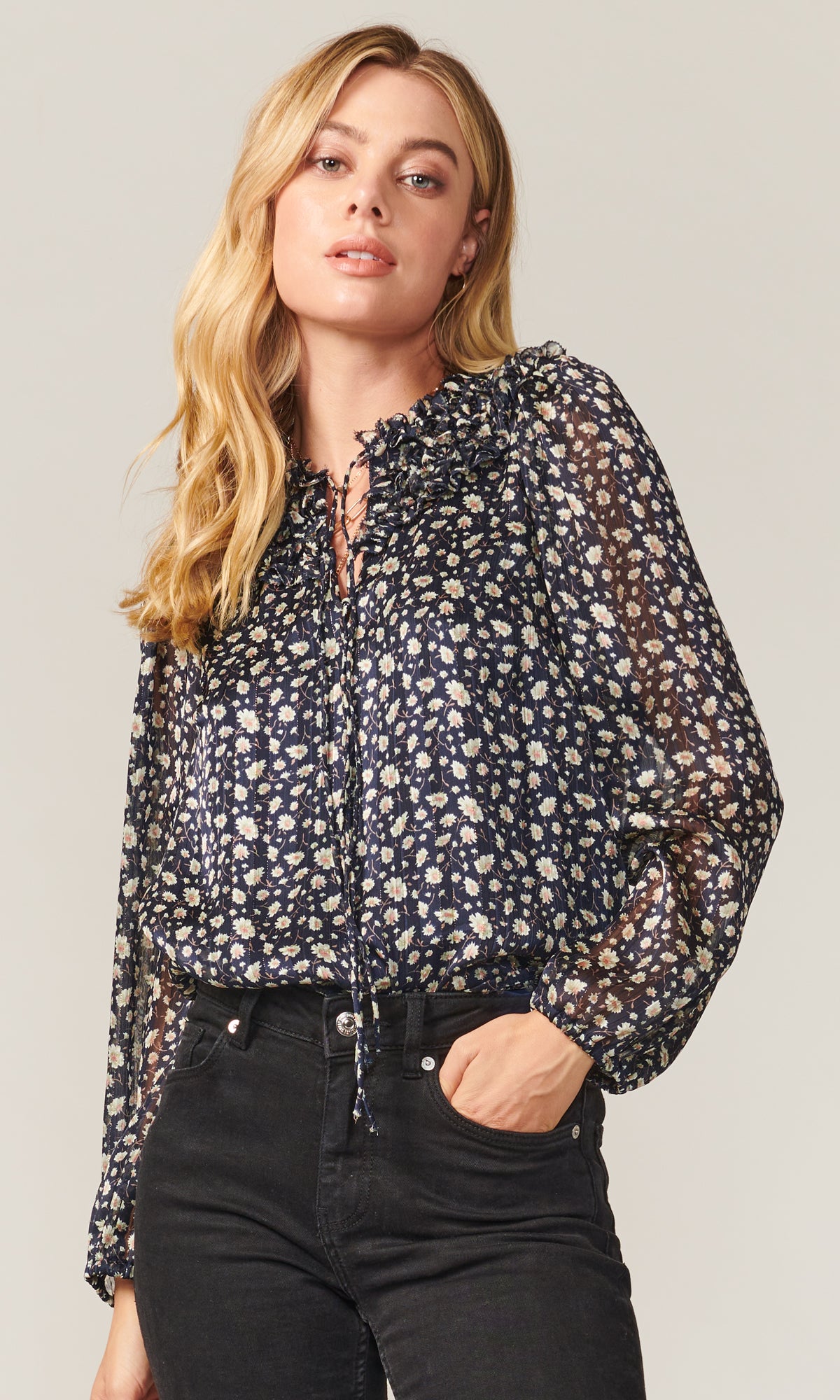 Maggie Floral Front Tie Blouse