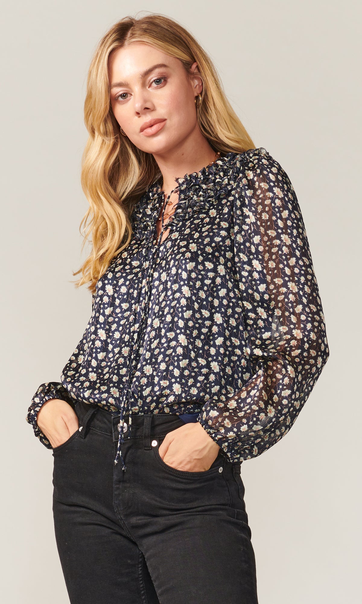 Maggie Floral Front Tie Blouse