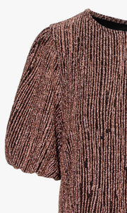 Felicia Lurex Knit Pouf Sleeve Blouse