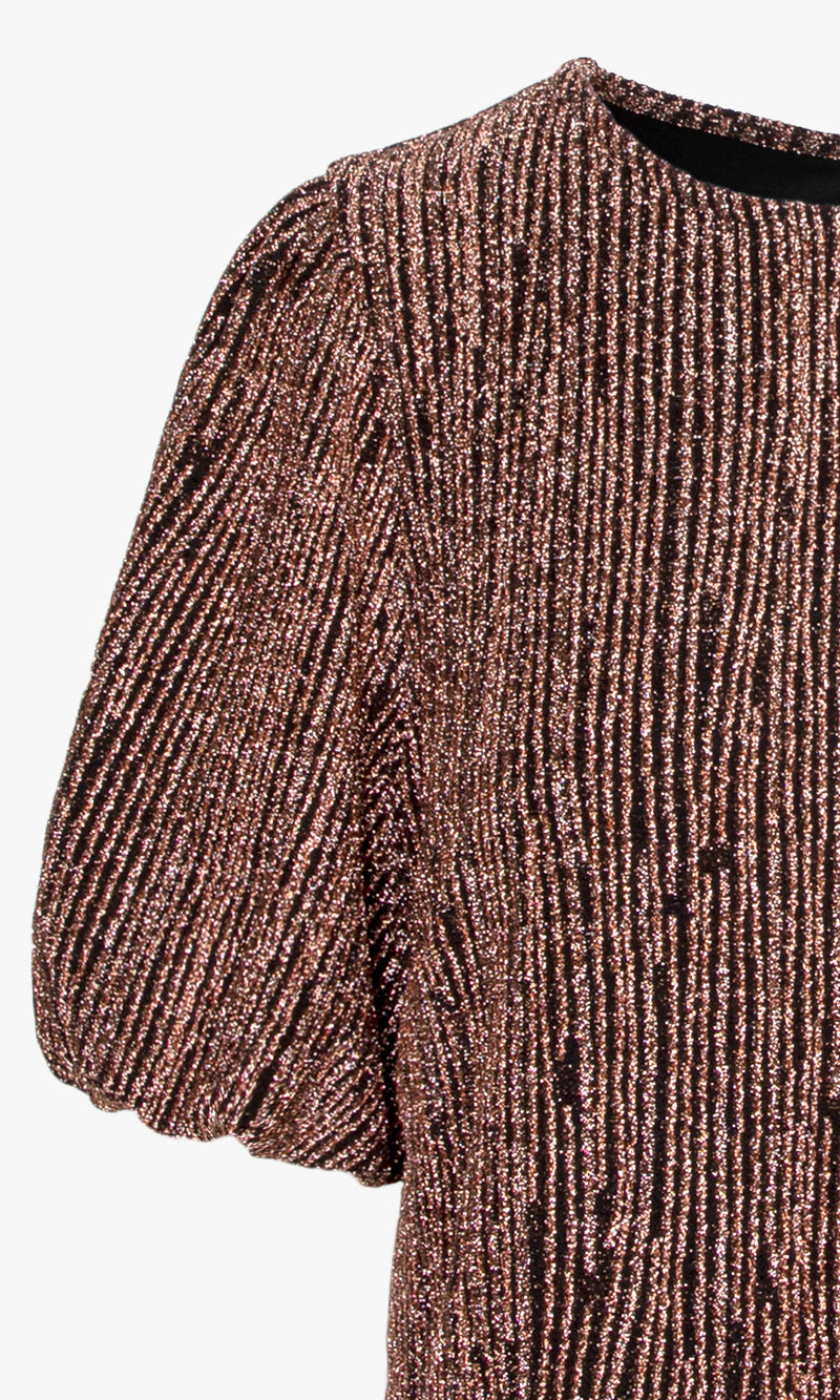 Felicia Lurex Knit Pouf Sleeve Blouse