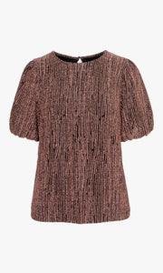 Felicia Lurex Knit Pouf Sleeve Blouse