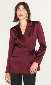 Glenda Satin Side Tie Blazer