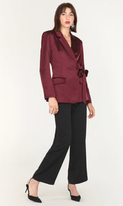 Glenda Satin Side Tie Blazer