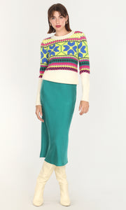 Athena Sateen Bias Cut Midi Skirt