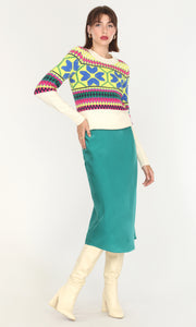 Athena Sateen Bias Cut Midi Skirt