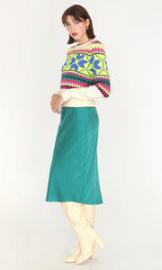 Athena Sateen Bias Cut Midi Skirt