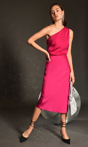 Athena Sateen Bias Cut Midi Skirt