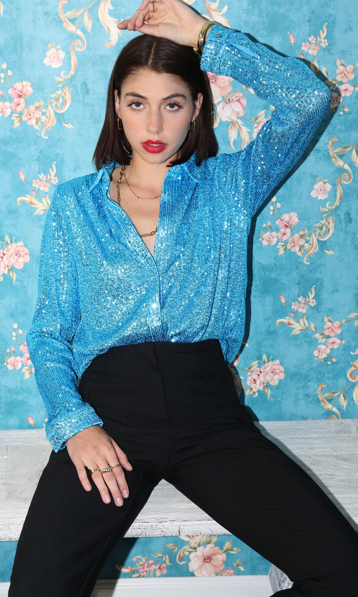 Kim Sequin Button Up Shirt | Greylin Collection – Greylin