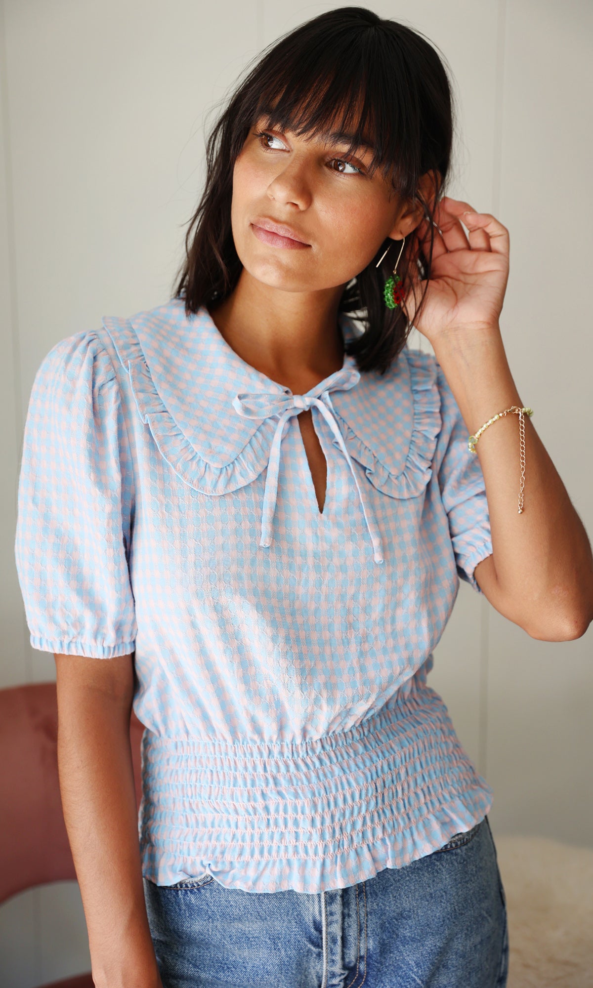 Trina Gingham Collared Blouse - FINAL SALE
