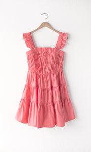 Pria Smocked Tiered Poplin Mini Dress