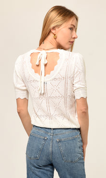 Vanessa Pointelle Tie Back Tie Top