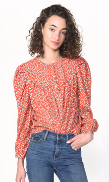 Tessa Yoke Bib Ditsy Floral Blouse