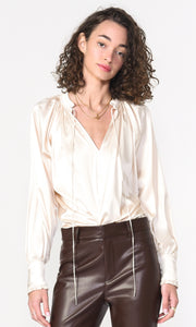 Larissa Wide Cuff Sateen Blouse