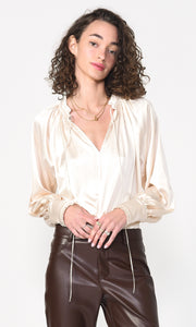 Larissa Wide Cuff Sateen Blouse