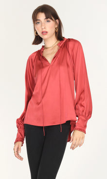 Larissa Wide Cuff Sateen Blouse