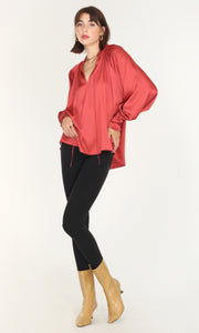 Larissa Wide Cuff Sateen Blouse