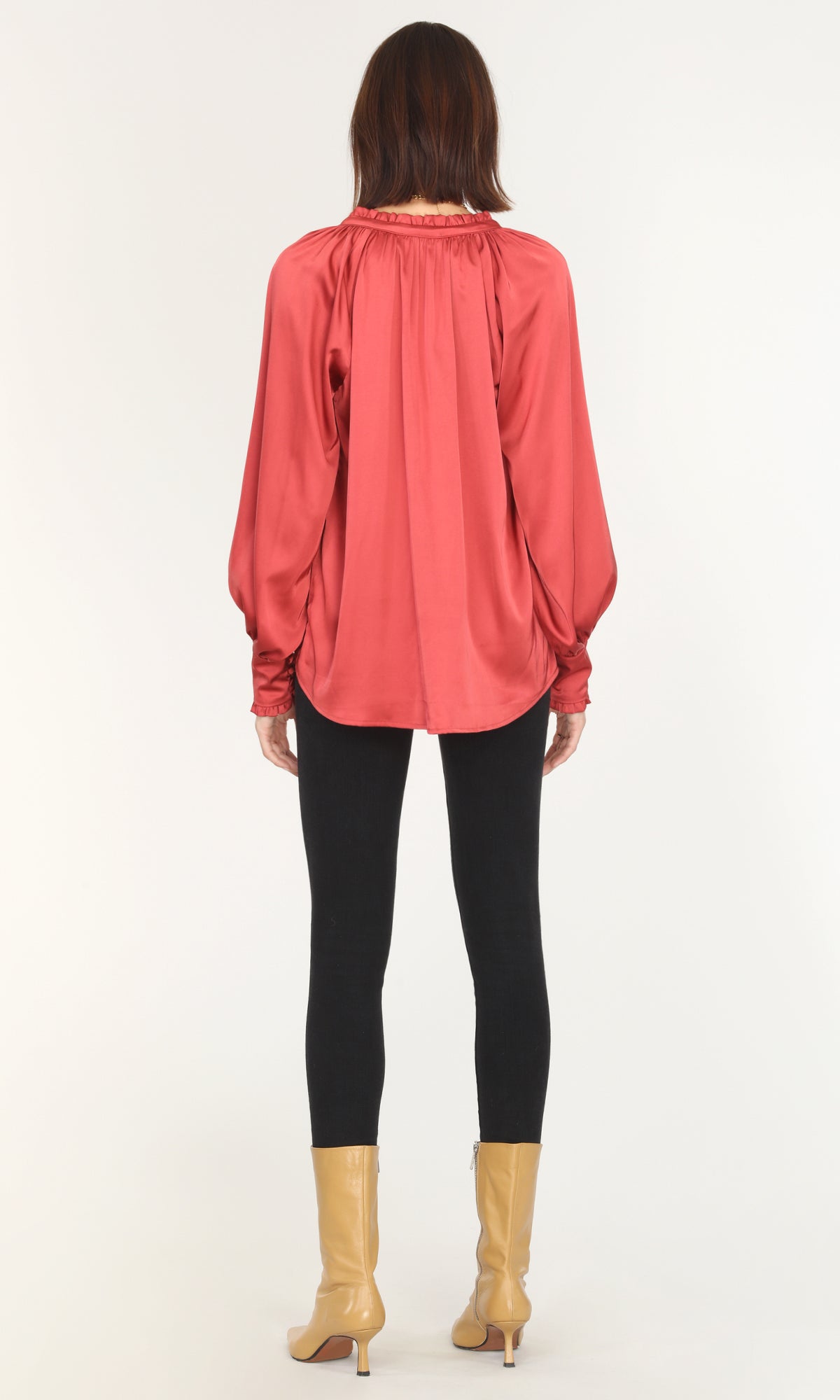 Larissa Wide Cuff Sateen Blouse