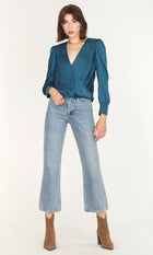 Lourdes Wrap Front Cuffed Blouse