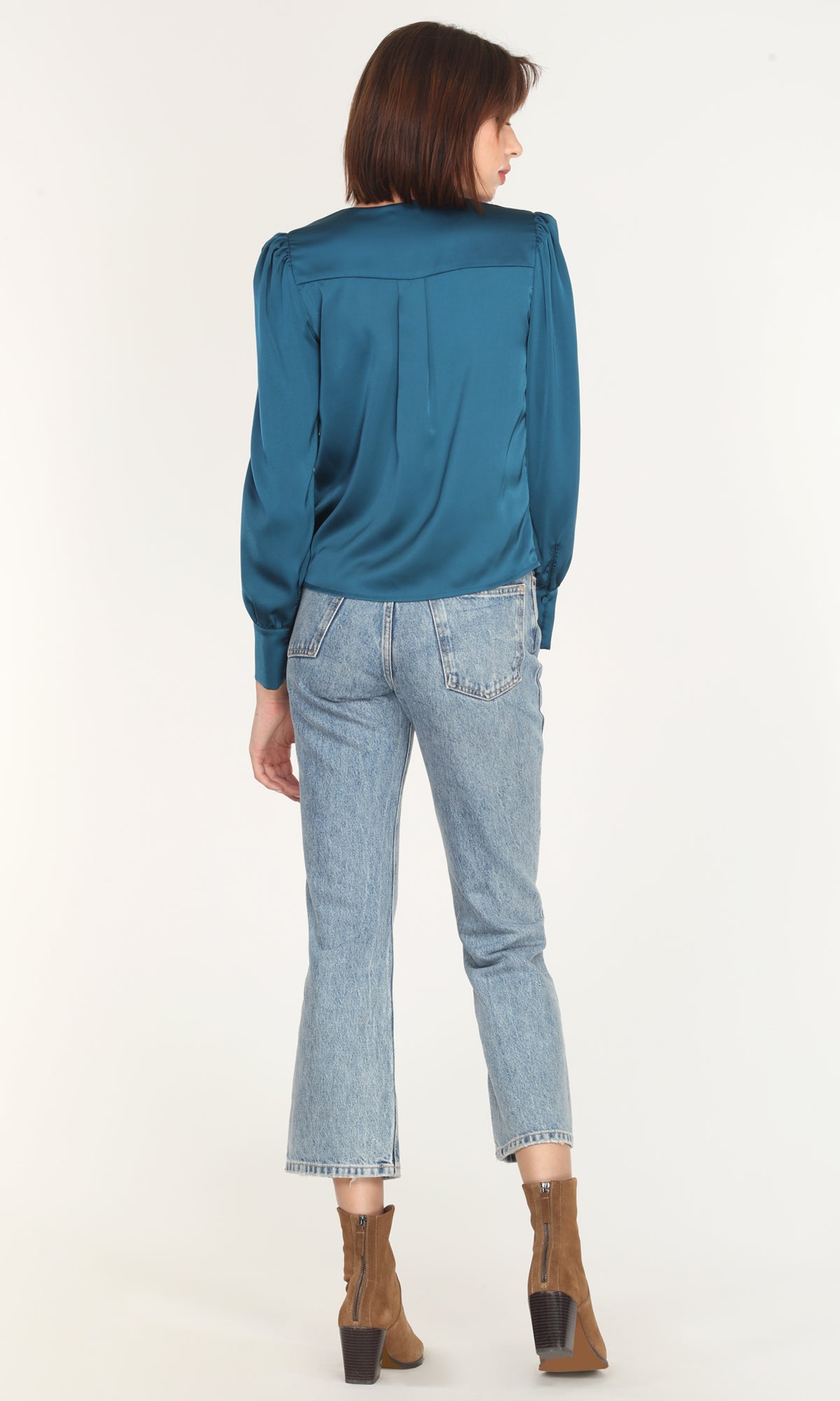 Lourdes Wrap Front Cuffed Blouse