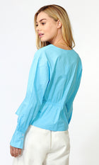 Gianna Tie Front Long Sleeve Poplin Top